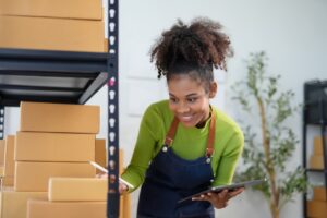 employee taking stock of inventory